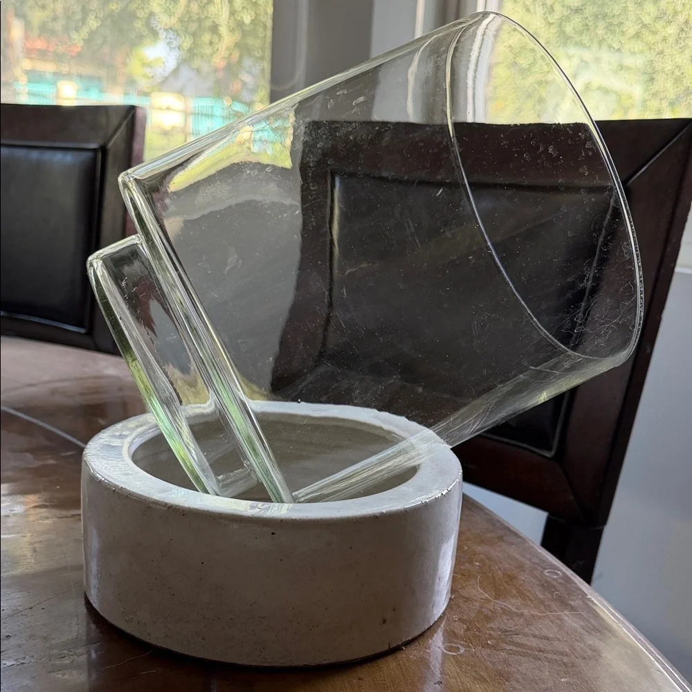 West Elm Glass and White Ceramic Base Candle Holder